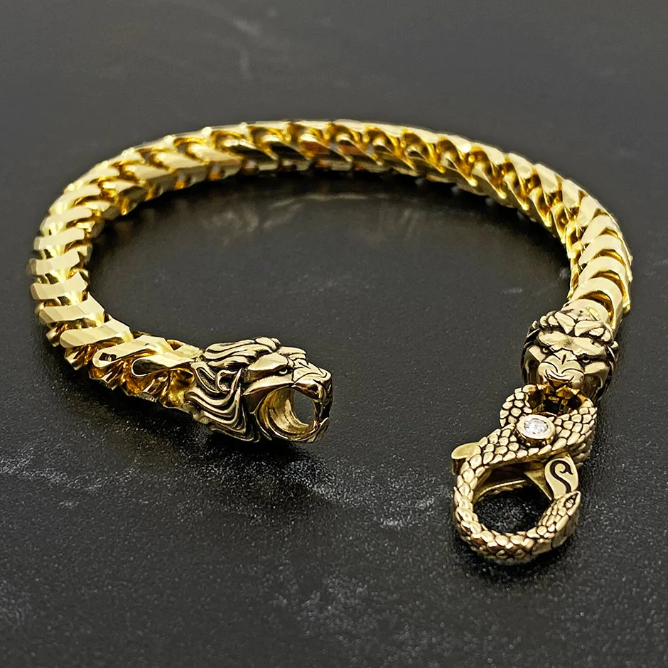 Mens Designer Gold Bracelet Cuff Cuban Proclamation Jewelry