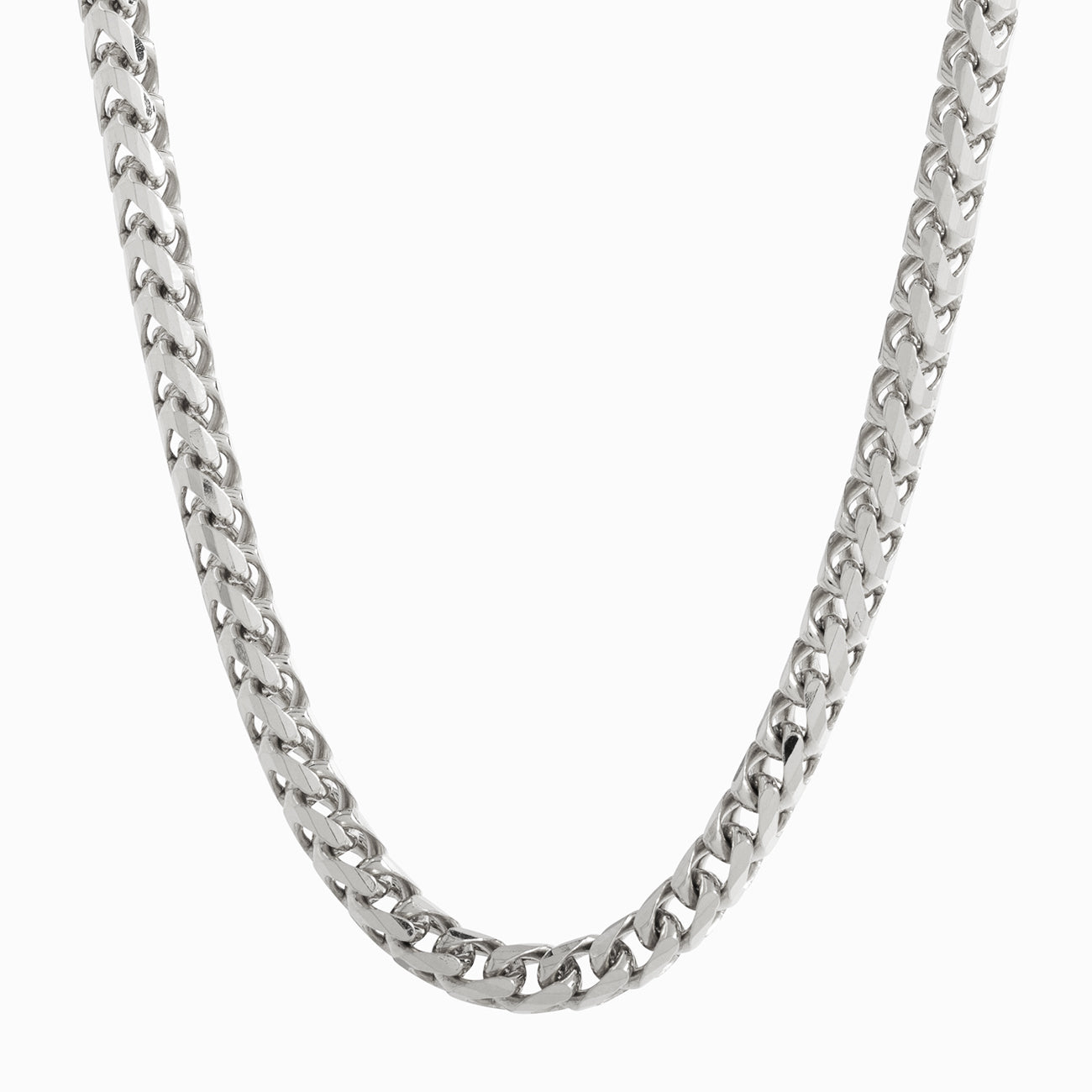 5mm Diamond Cut Franco Chain, 18k Gold Chain Men's White Gold Necklace