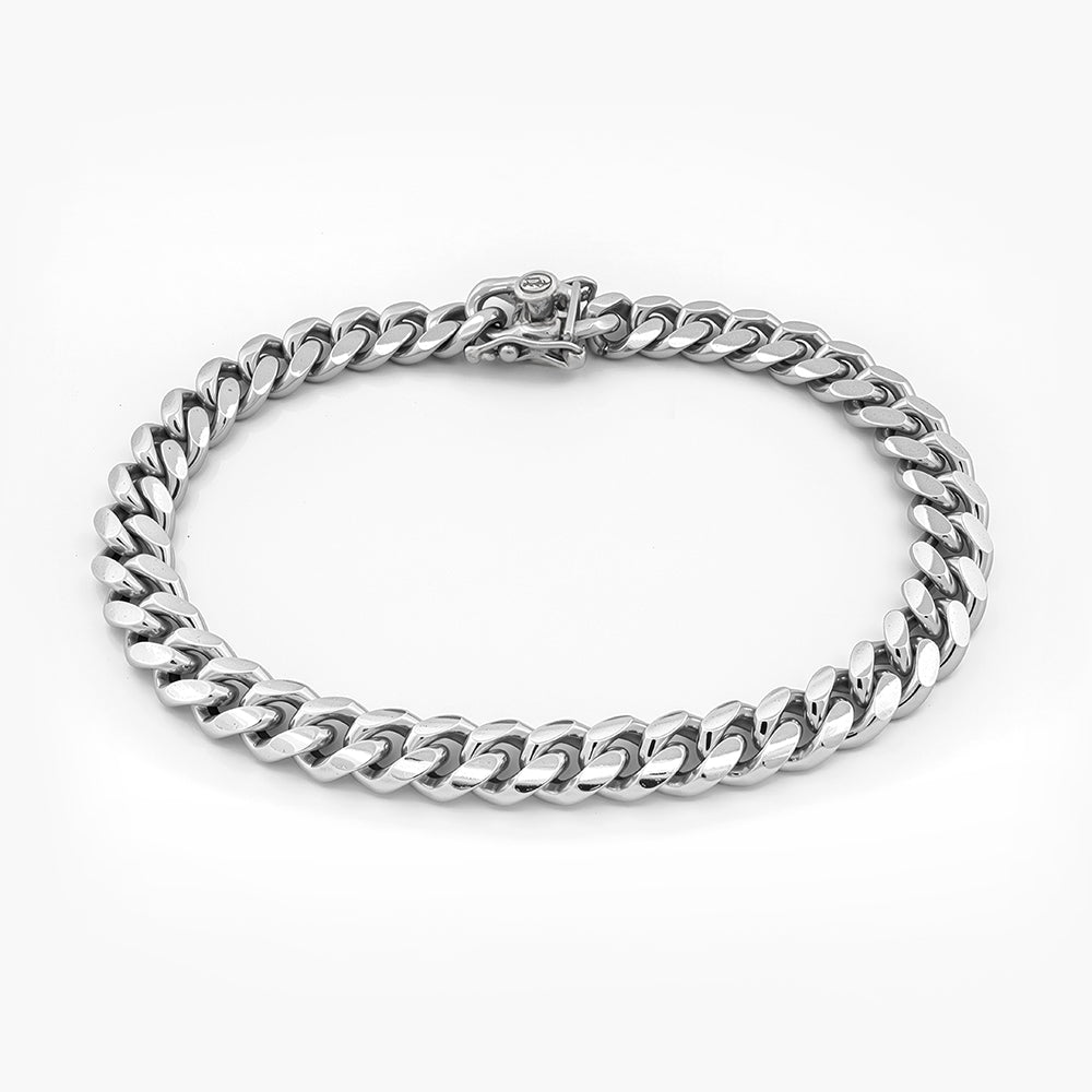 10mm Silver Miami Cuban Link Bracelet Italian Made
