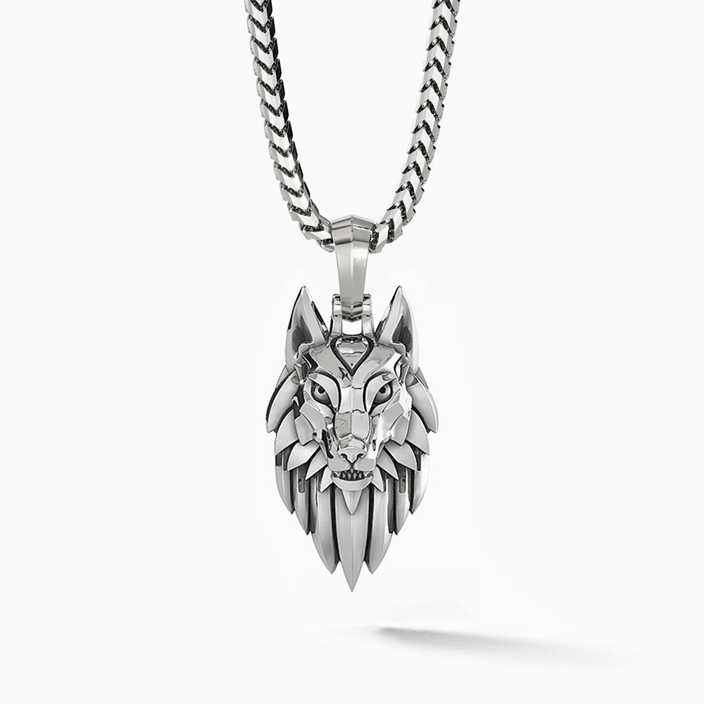 Alpha, Silver Wolf Pendant - Main Image