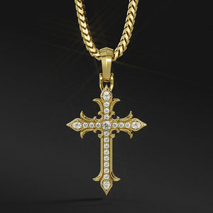 Faith, Gold Cross Pendant with Diamonds