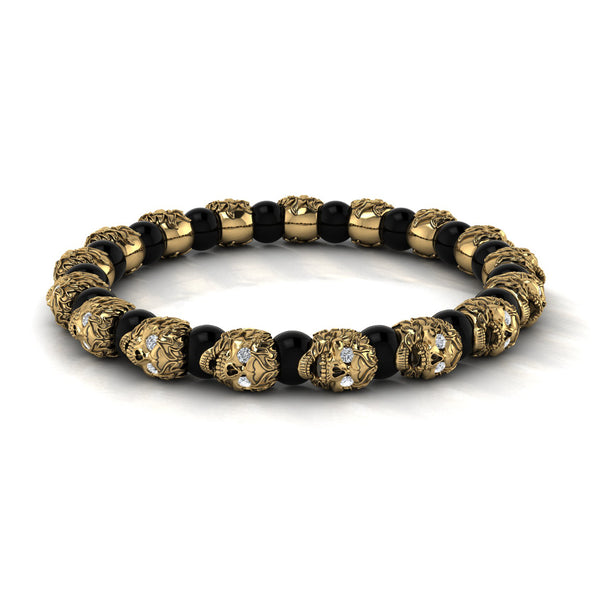 Black and gold skull bracelet deals