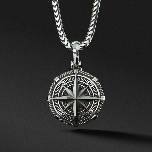 Compass Pendant by Proclamation Jewelry, Silver Mens Compass Necklace