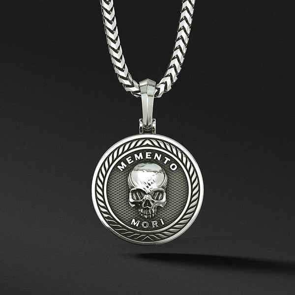 Mens sterling silver skull necklace online