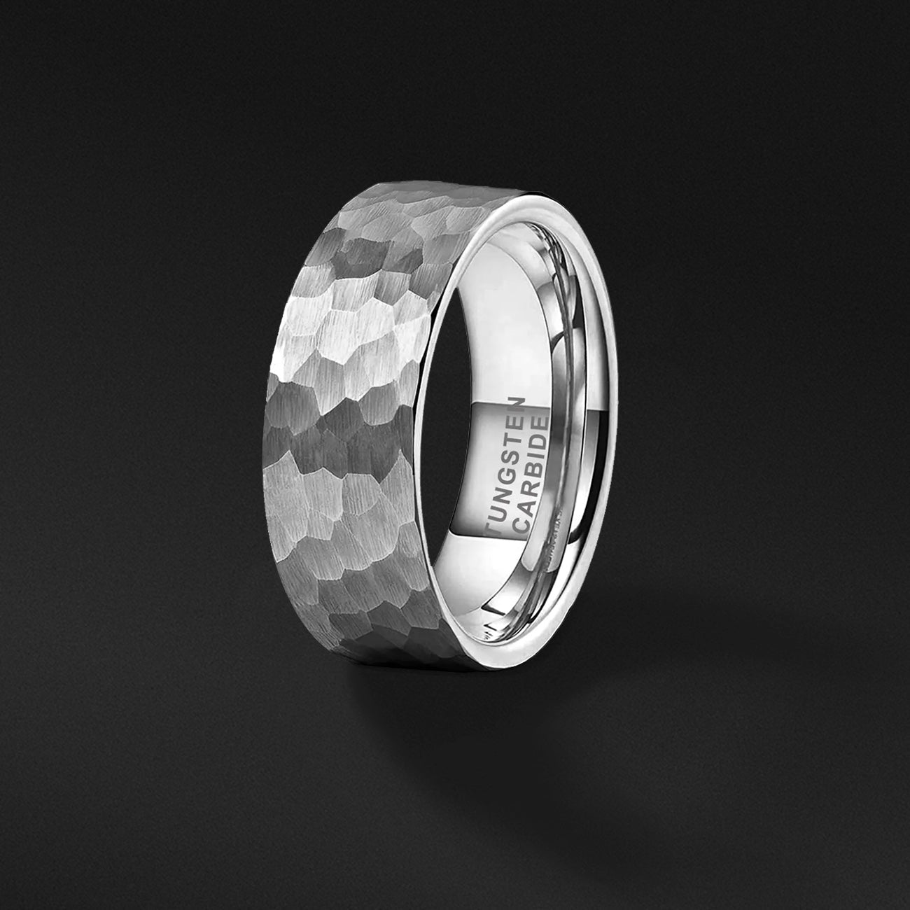 Hammered 8mm Tungsten Carbide Ring