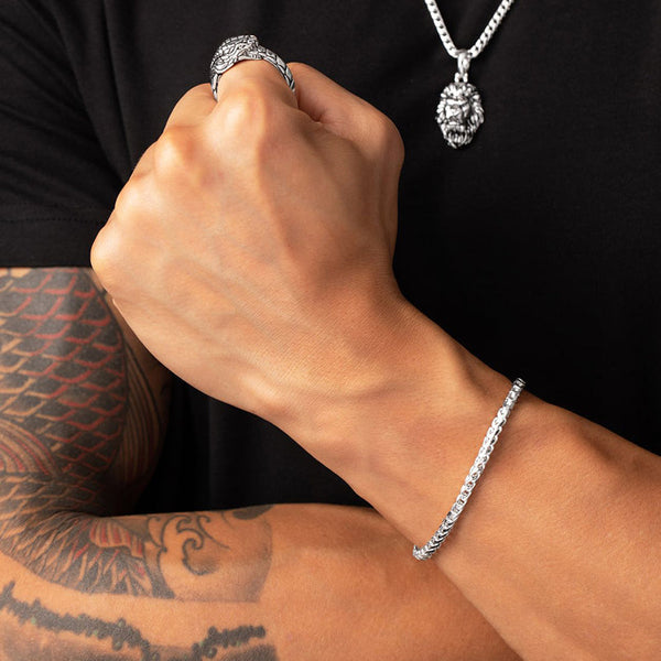 4mm Silver Bracelet for Men Silver Franco Chain Proclamation Jewelry