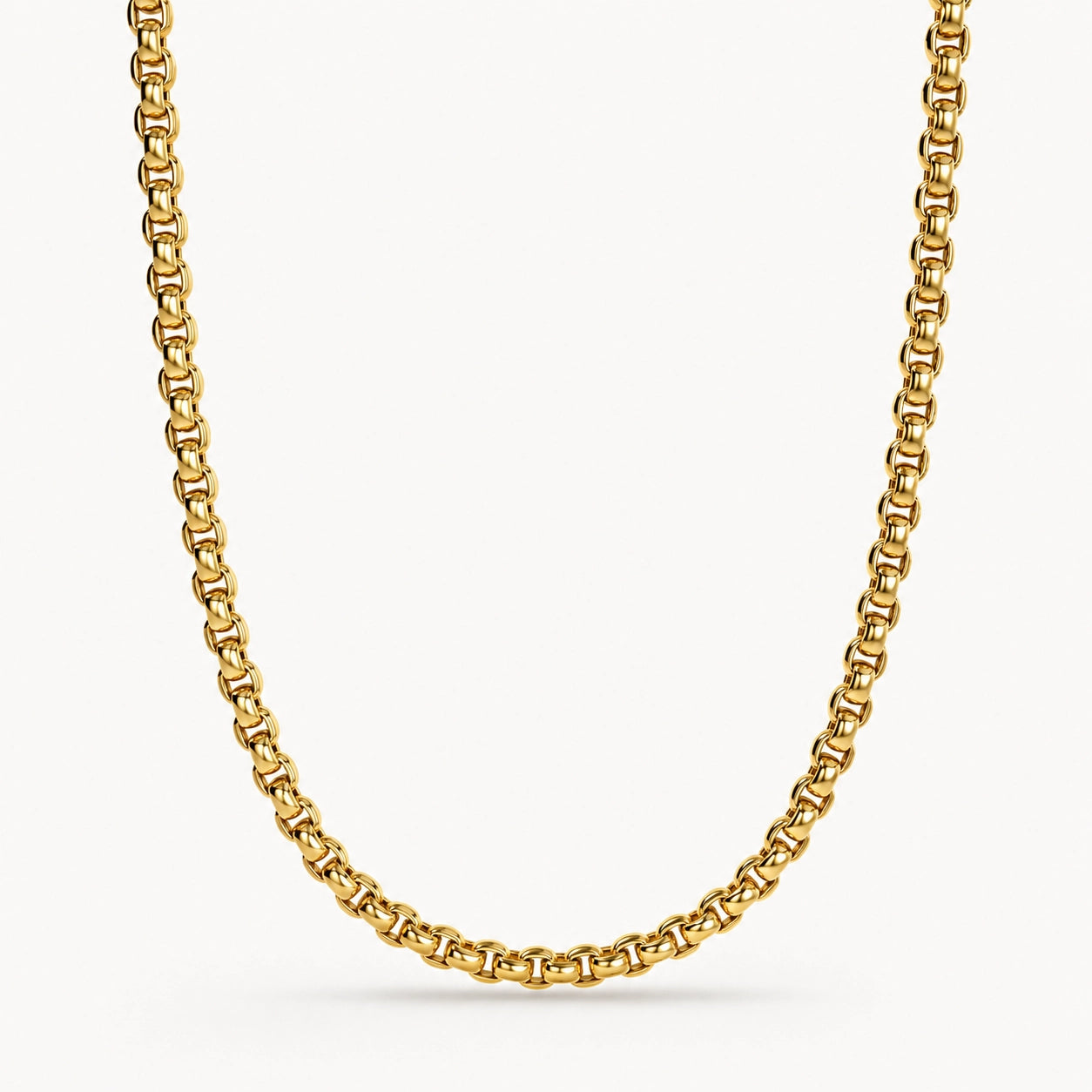 5mm Round Box Chain, 18k Yellow Gold