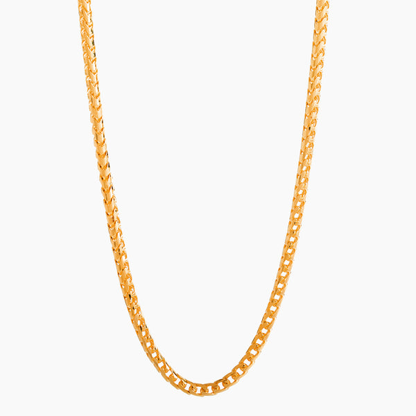 2.5mm Diamond Cut Franco Chain, 22k Gold
