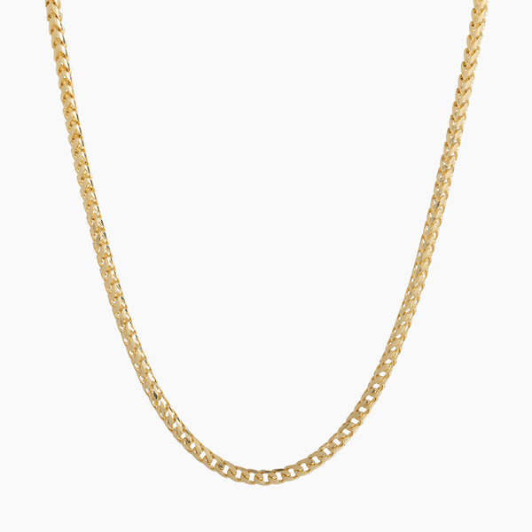 1.8mm Diamond Cut Franco Chain, 14k Yellow Gold - USA Made
