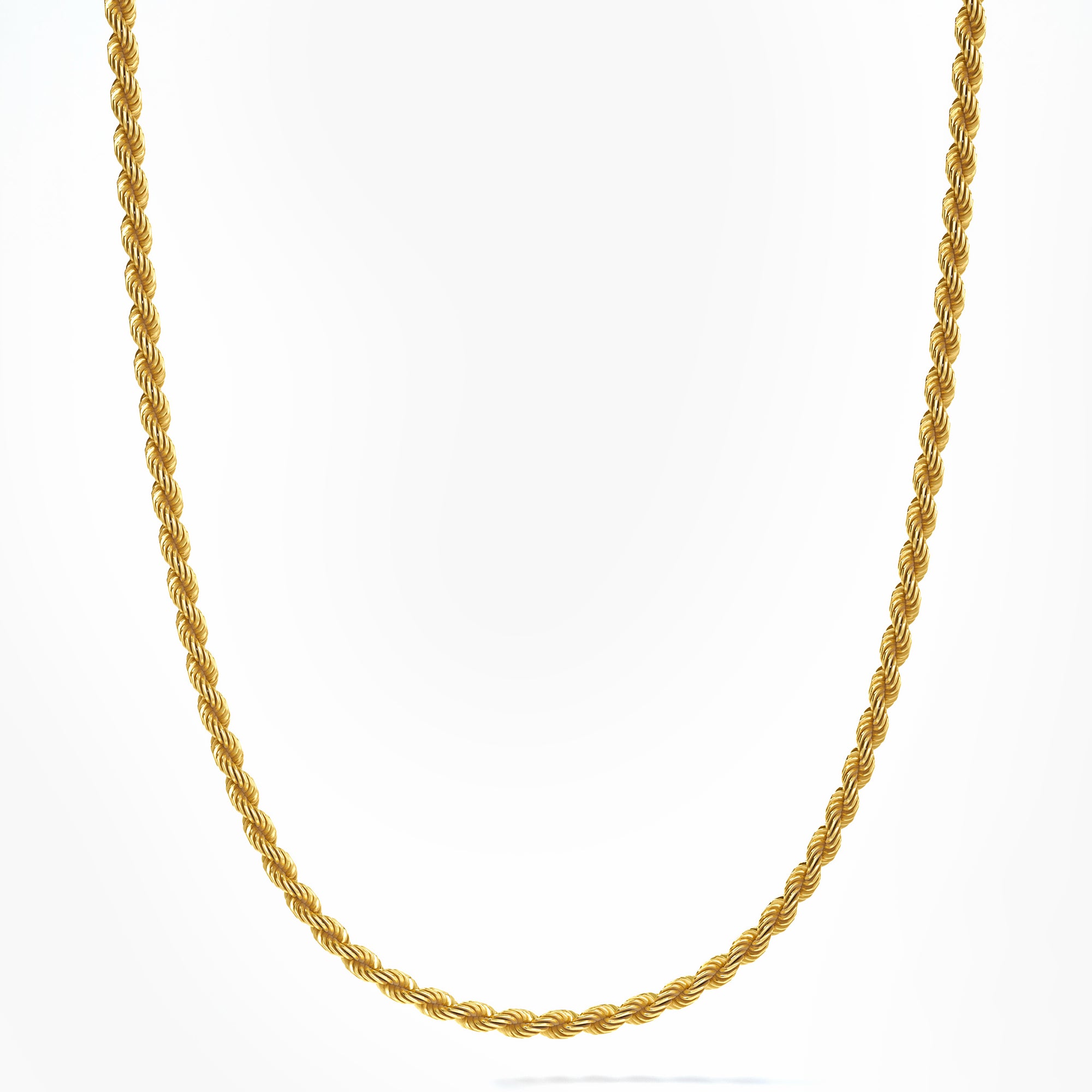 2mm Diamond Cut Rope Chain, 14k Yellow Gold