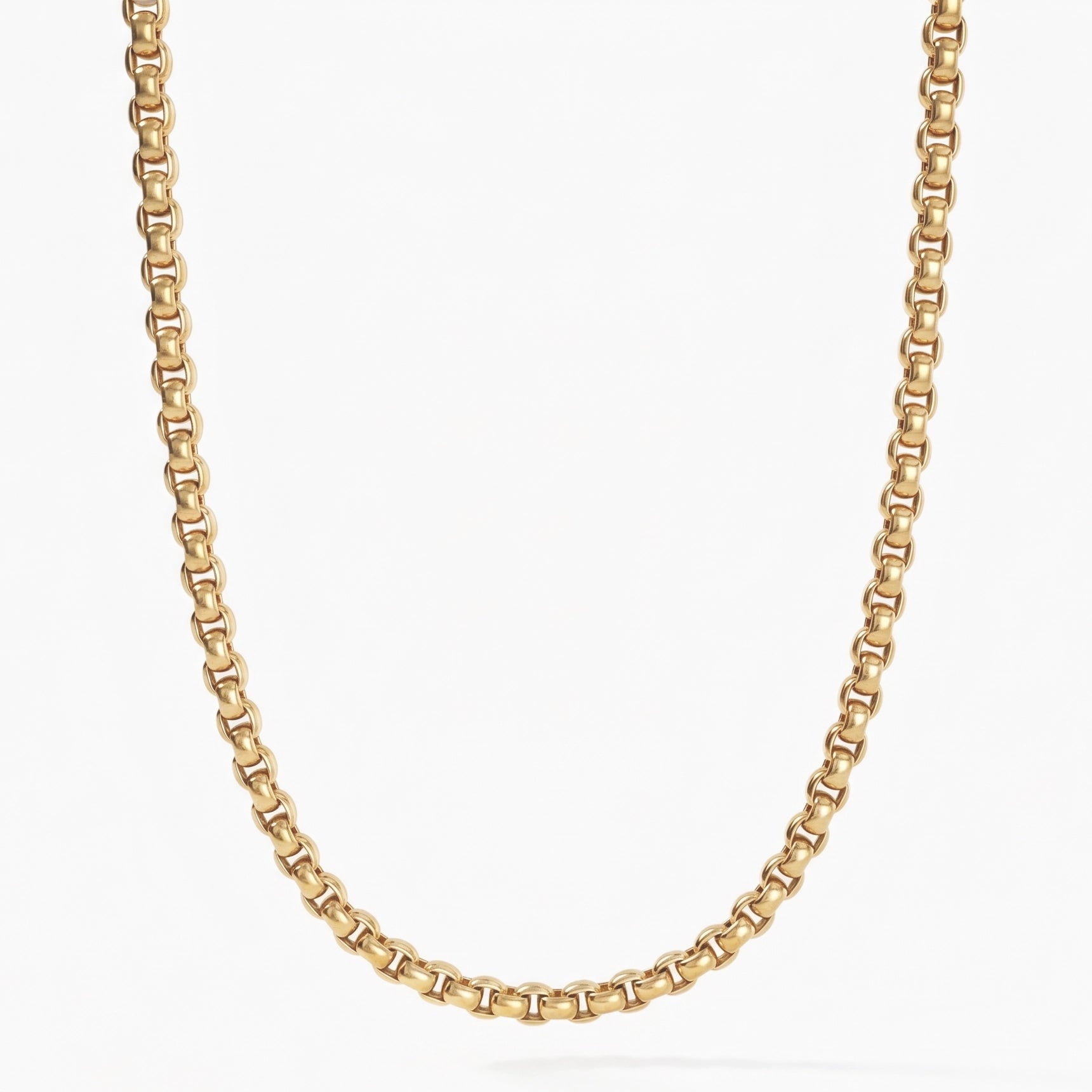 3.5mm Round Box Chain, 18k Yellow Gold