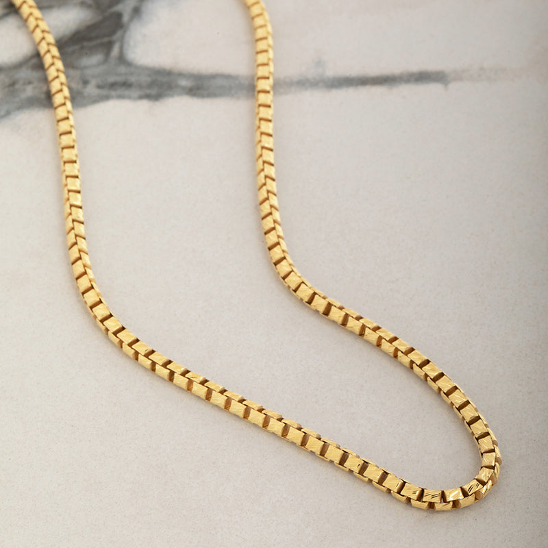 3mm Rounded Box Chain 3mm Round Box Chain (Diamond Cut), Solid 14k Yellow Gold — Proclamation