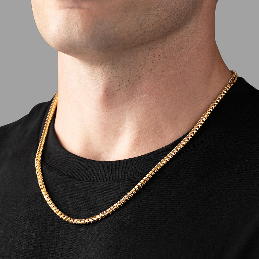 4mm Diamond Cut Franco Chain, 18k Yellow Gold - Main Image