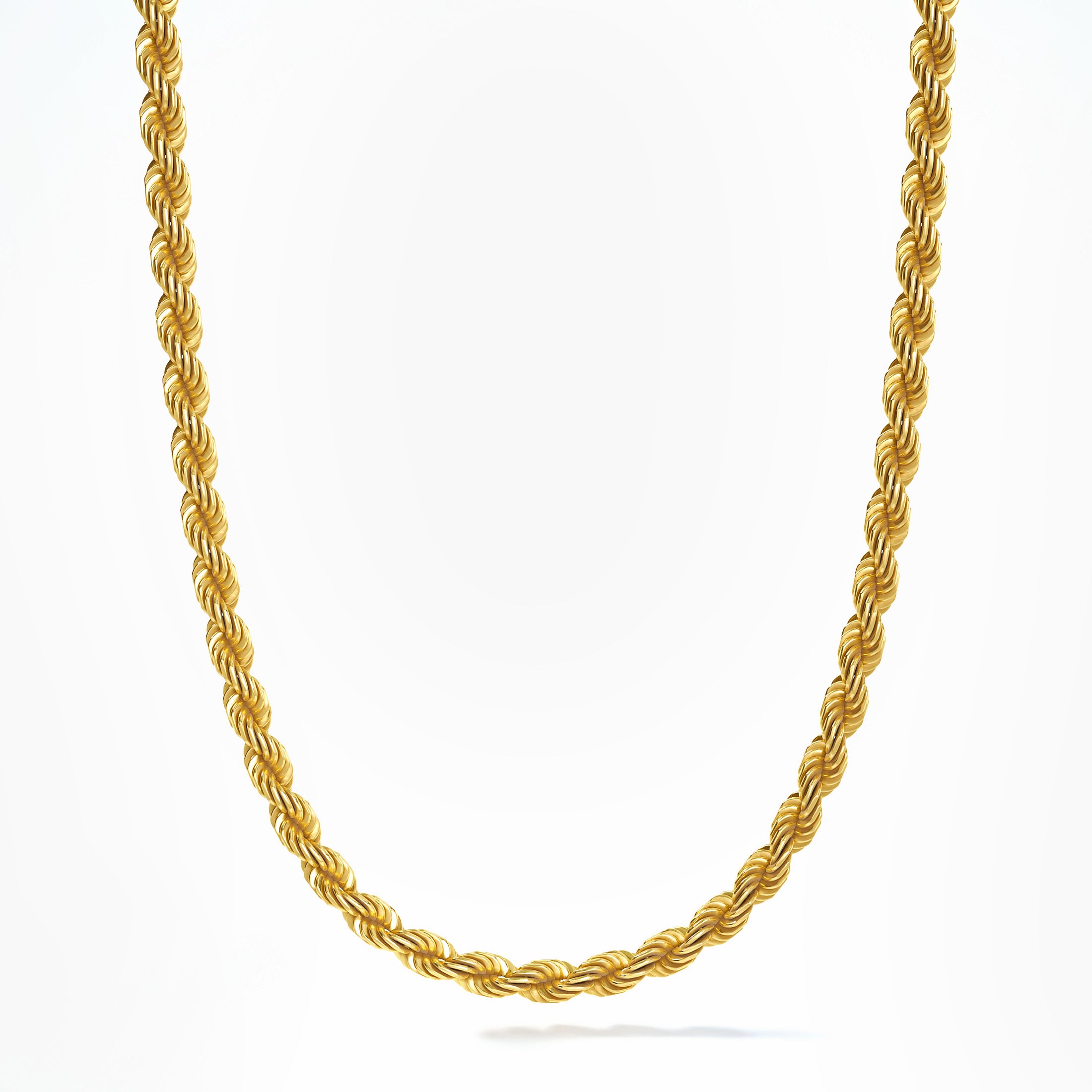 4mm Diamond Cut Rope Chain, 14k Yellow Gold