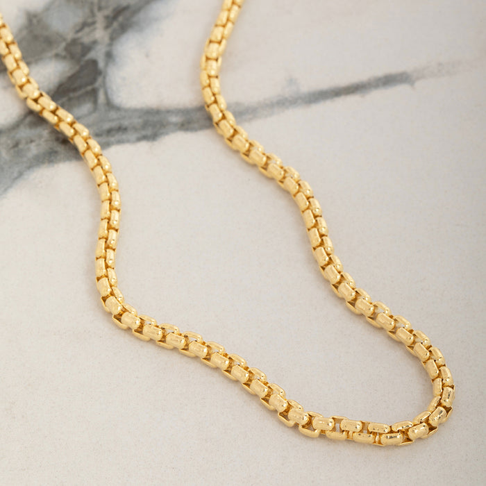 4mm Round Box Chain, Solid 14k Yellow Gold