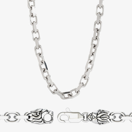 5mm Silver Heavy-Link Chain with Lions | Necklace by 5mm Silver Heavy-Link Chain with Lions | Necklace by