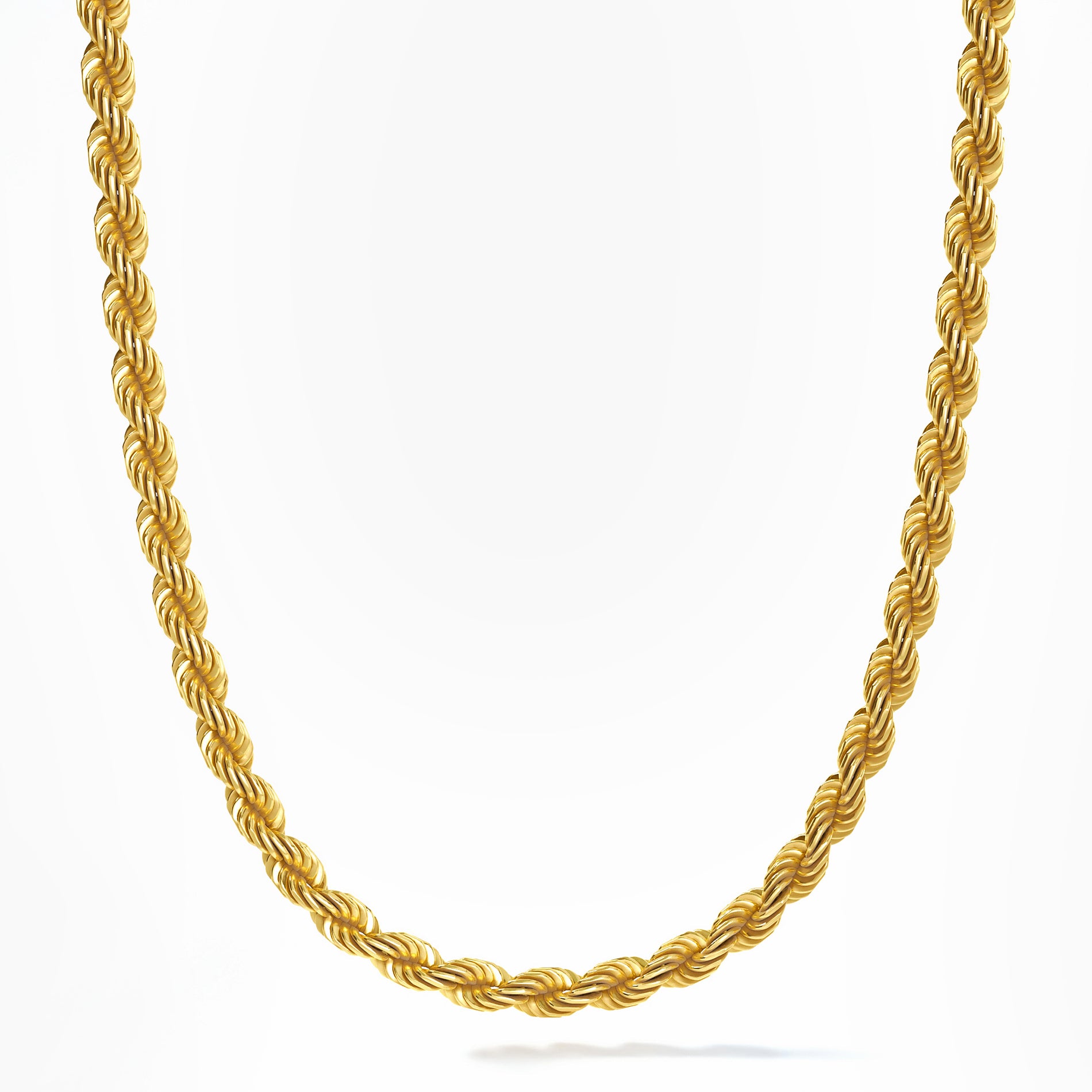 5mm Diamond Cut Rope Chain, 14k Yellow Gold