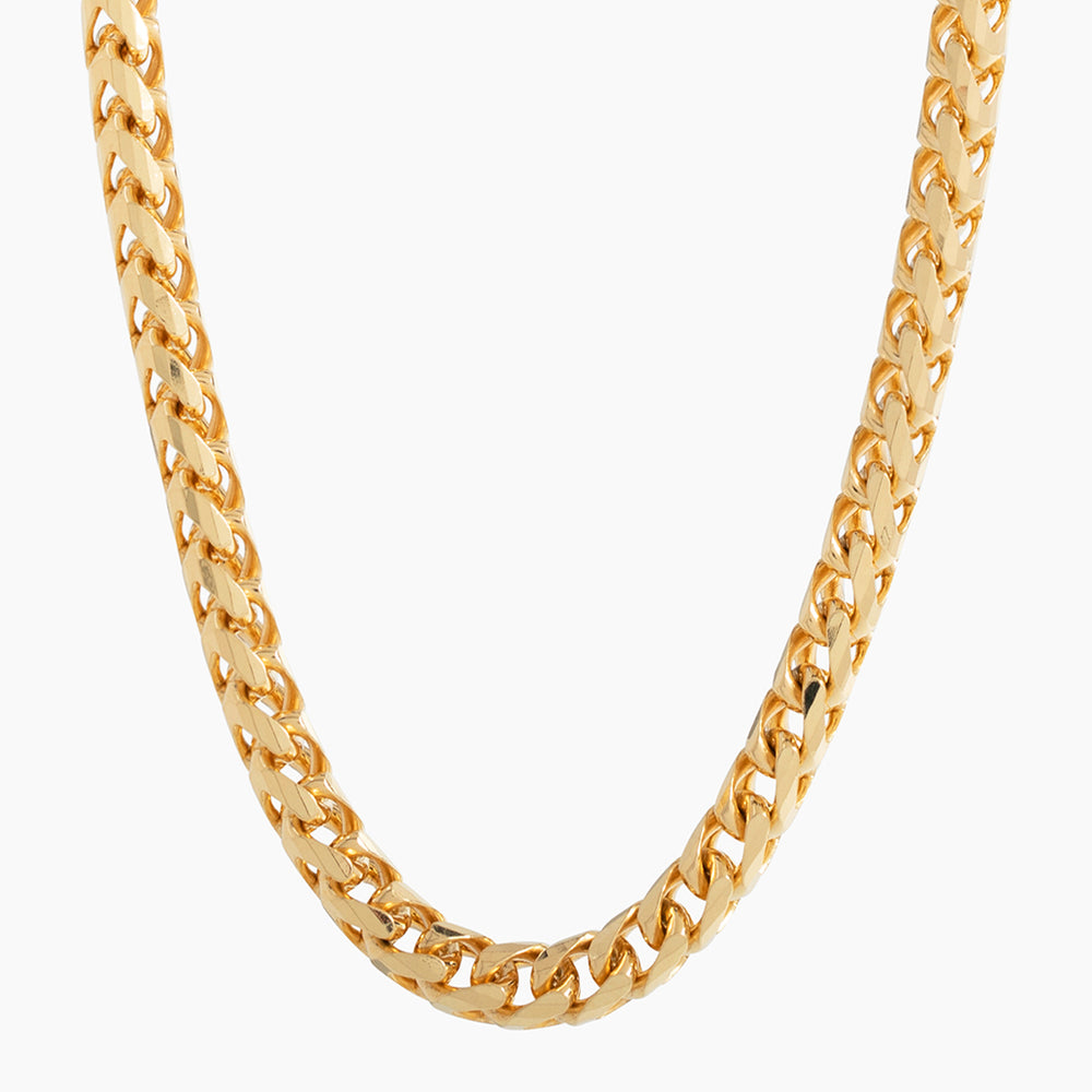 Image showcasing 6.5mm Diamond Cut Franco Chain 18K Gold | Proclamation Jewel