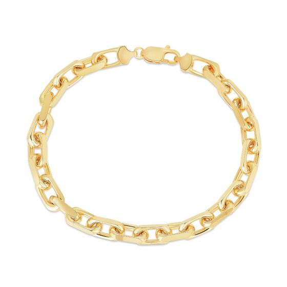 6mm Diamond Cut Cable Bracelet, 14k Yellow Gold
