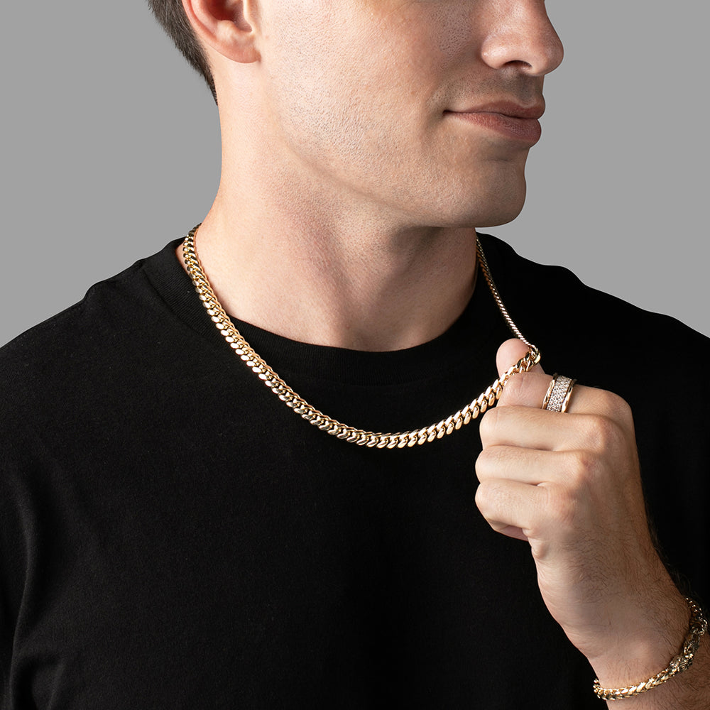 7mm Miami Cuban Link Chain, 14k Yellow Gold - Main Image