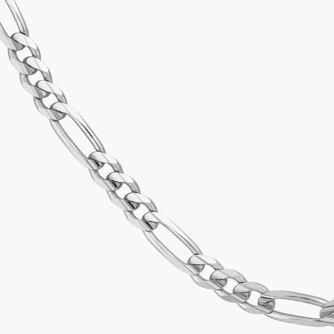 8mm Silver Figaro Chain Necklace for Men