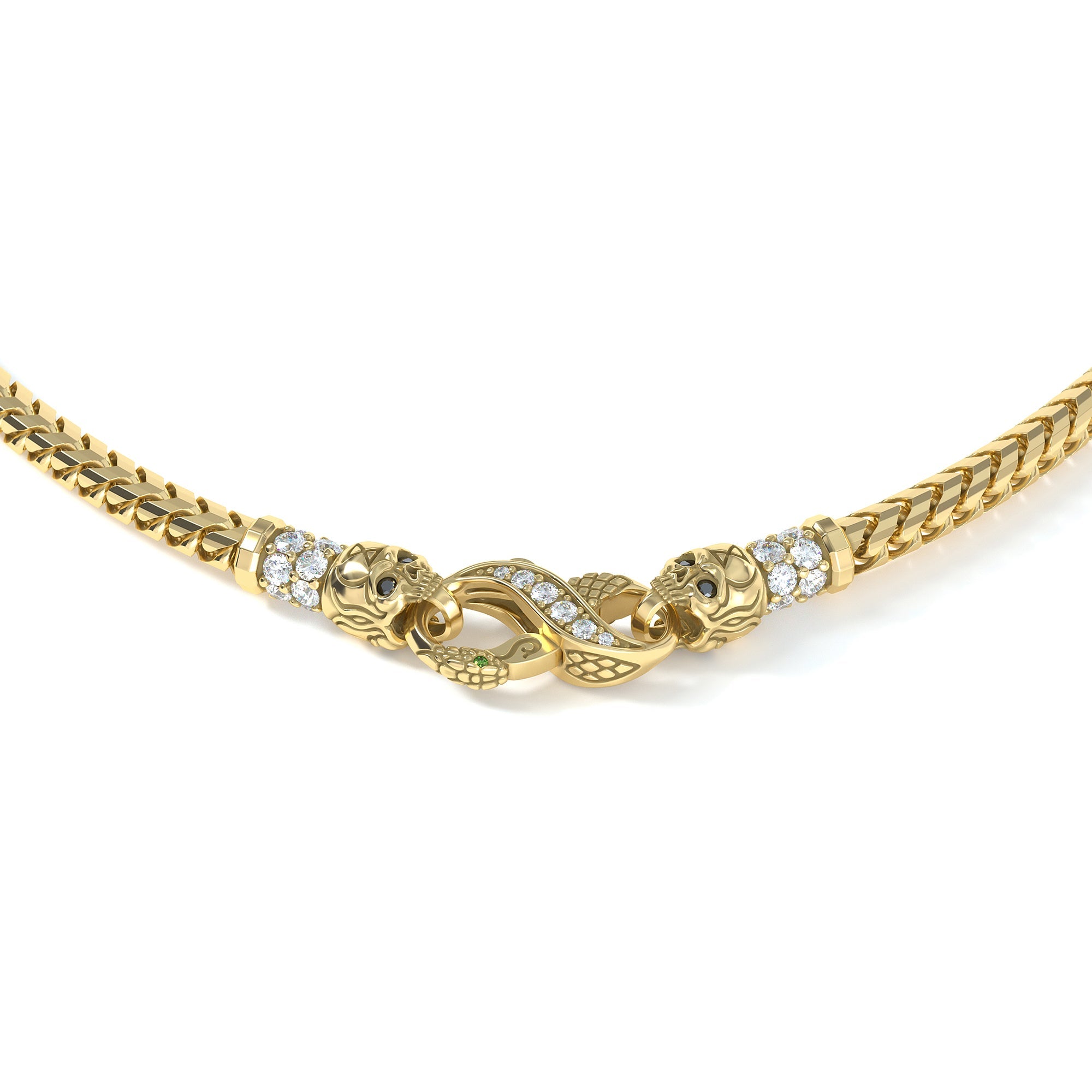 4mm Skull King's Clasp, 14k Yellow Gold