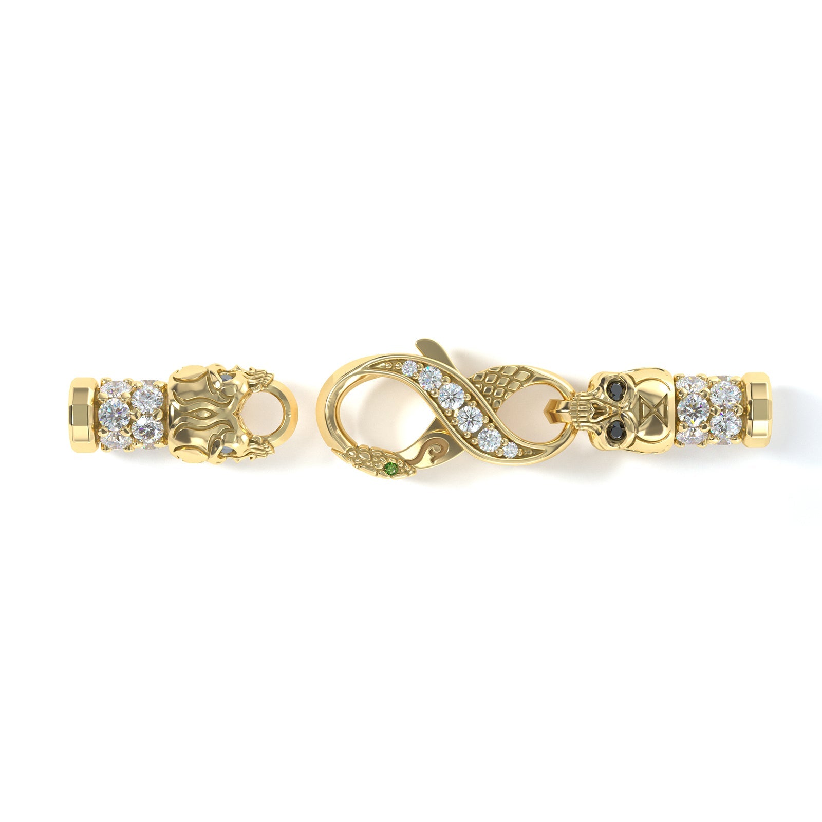 4mm Skull King's Clasp, 18k Yellow Gold