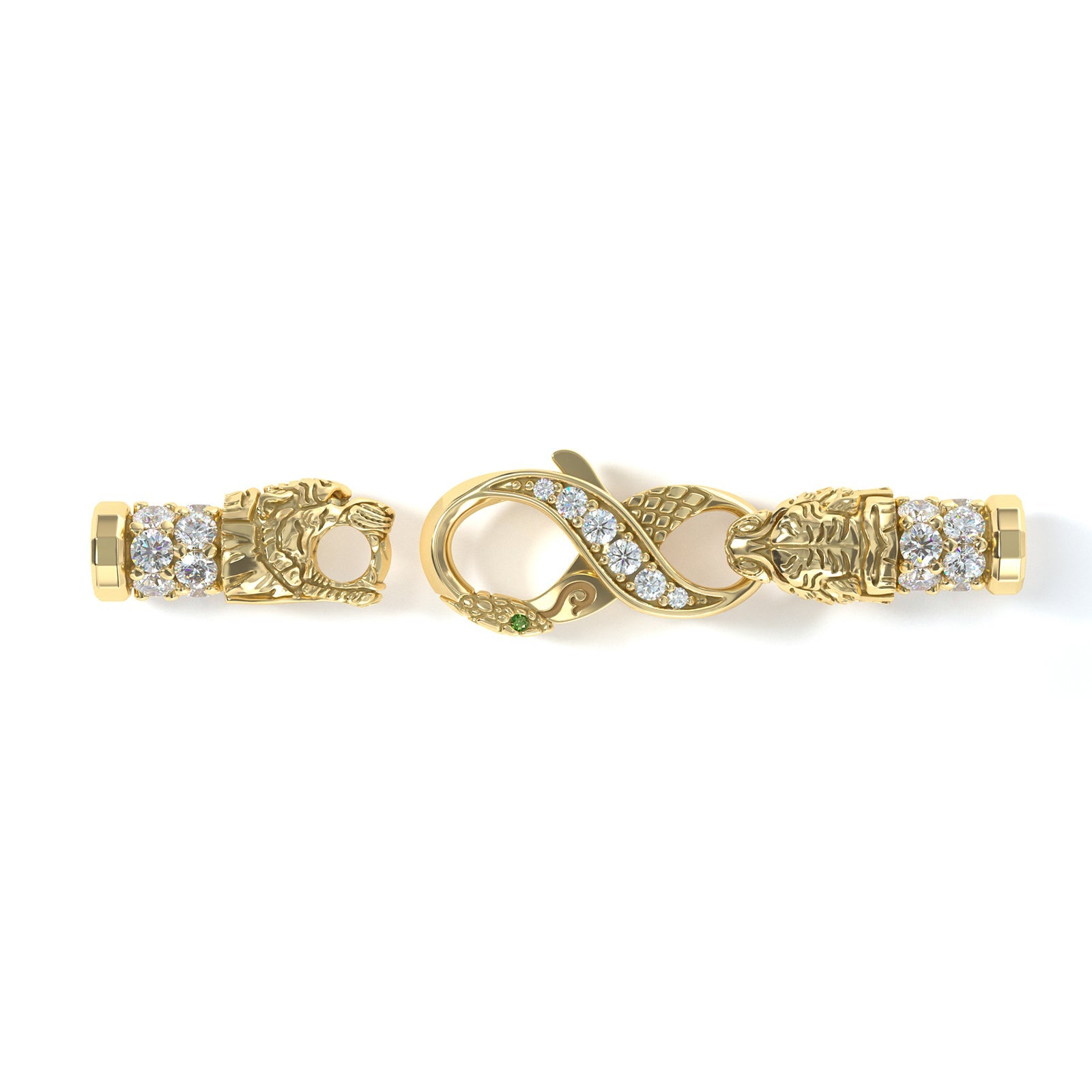 4mm Tiger King's Clasp, 18k Yellow Gold