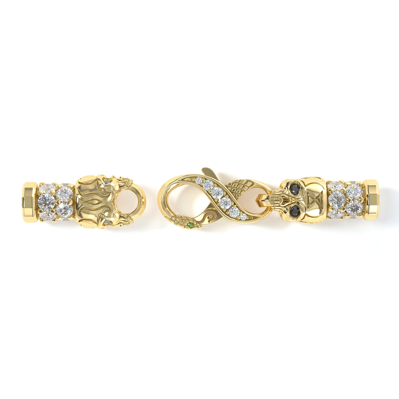 5mm Skull King's Clasp, 18k Yellow Gold