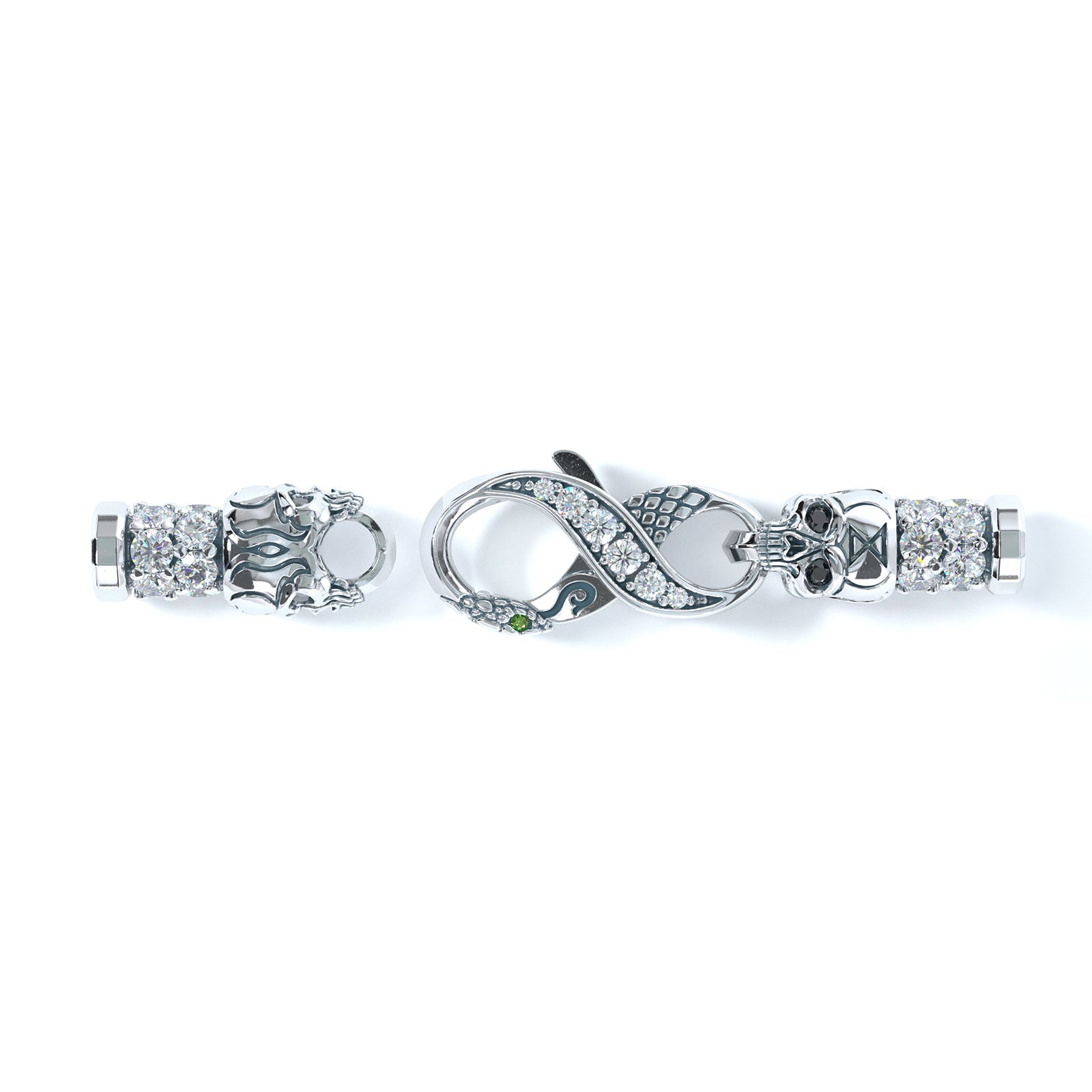 4mm Skull King's Clasp, Platinum