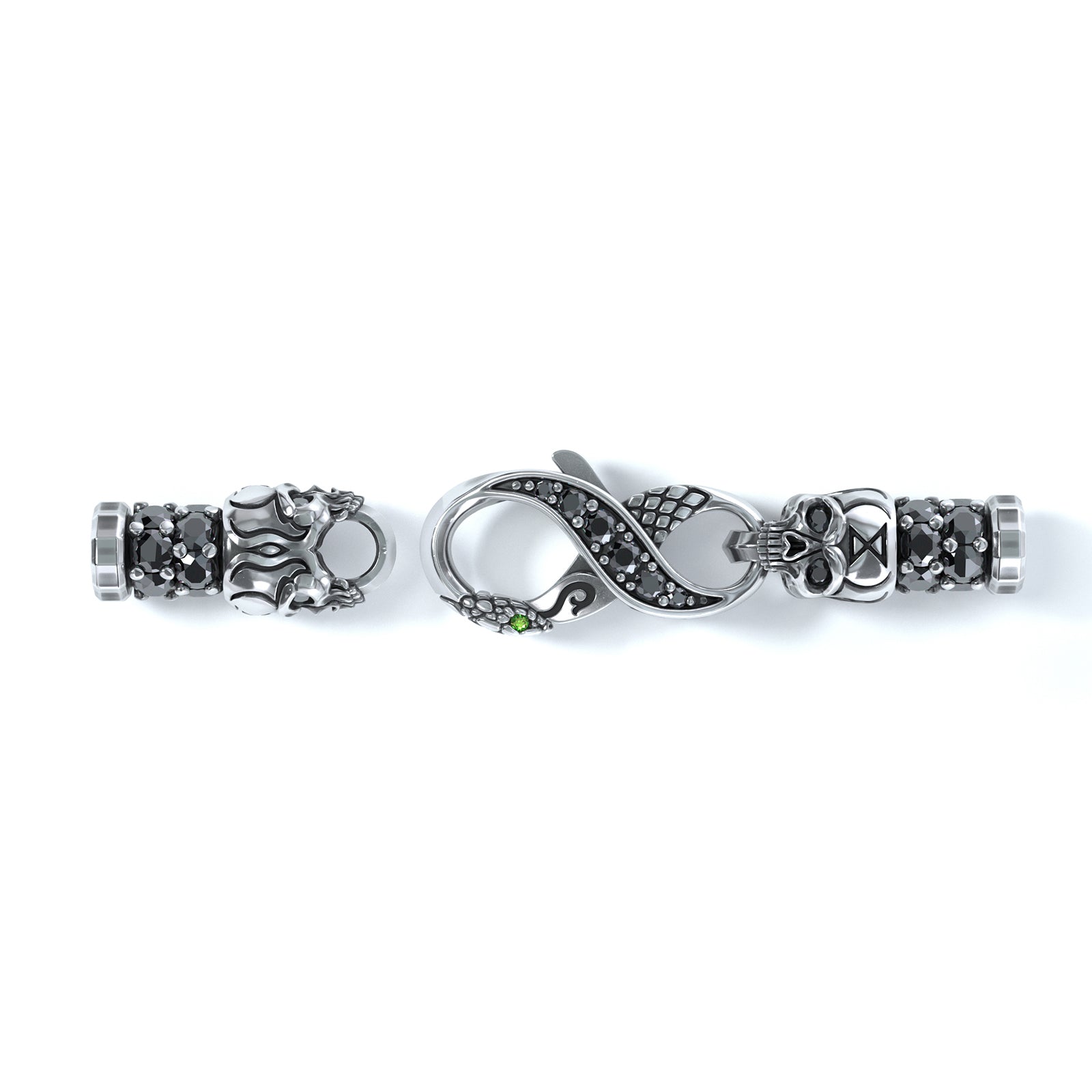 4mm Skull King's Clasp, Silver