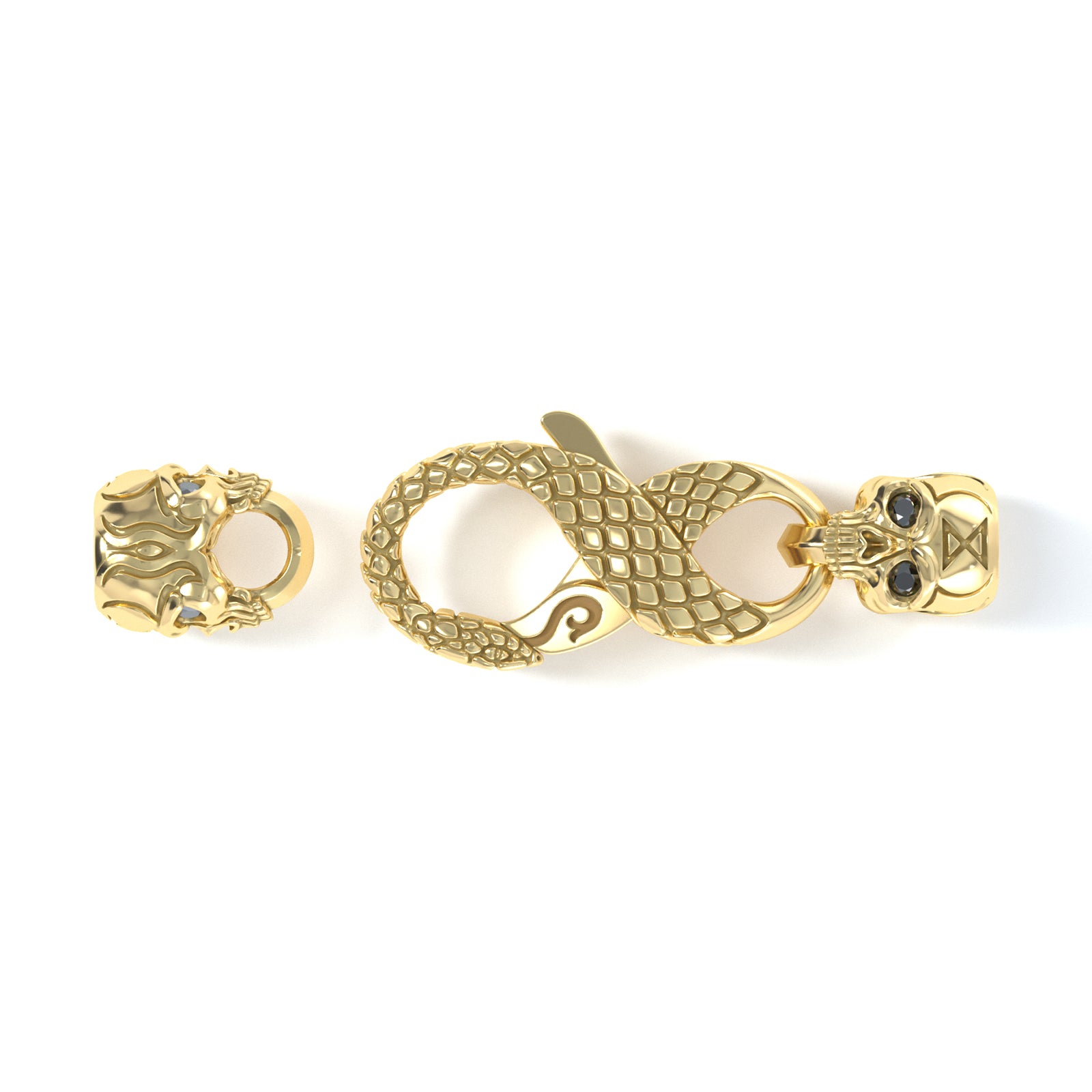 3mm Skull Signature Clasp, 10k Yellow Gold