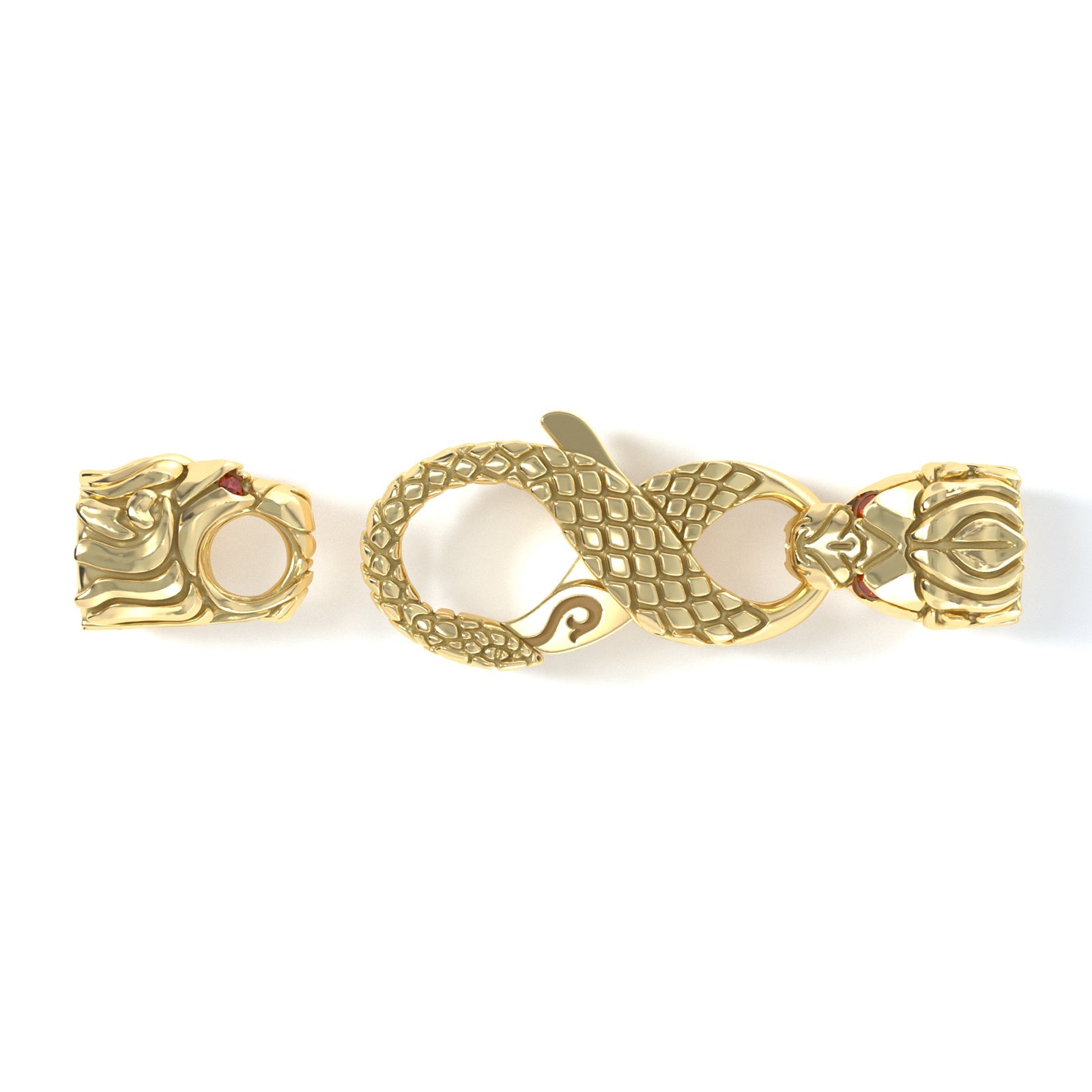 4mm Lion Signature Clasp, 14k Yellow Gold