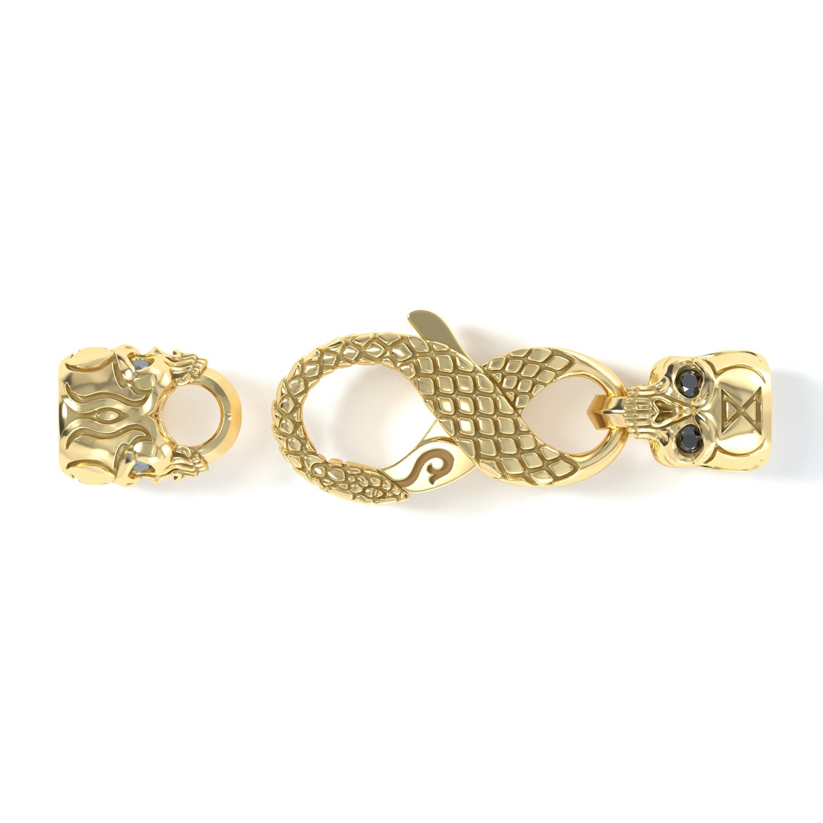 4mm Skull Signature Clasp, 14k Yellow Gold