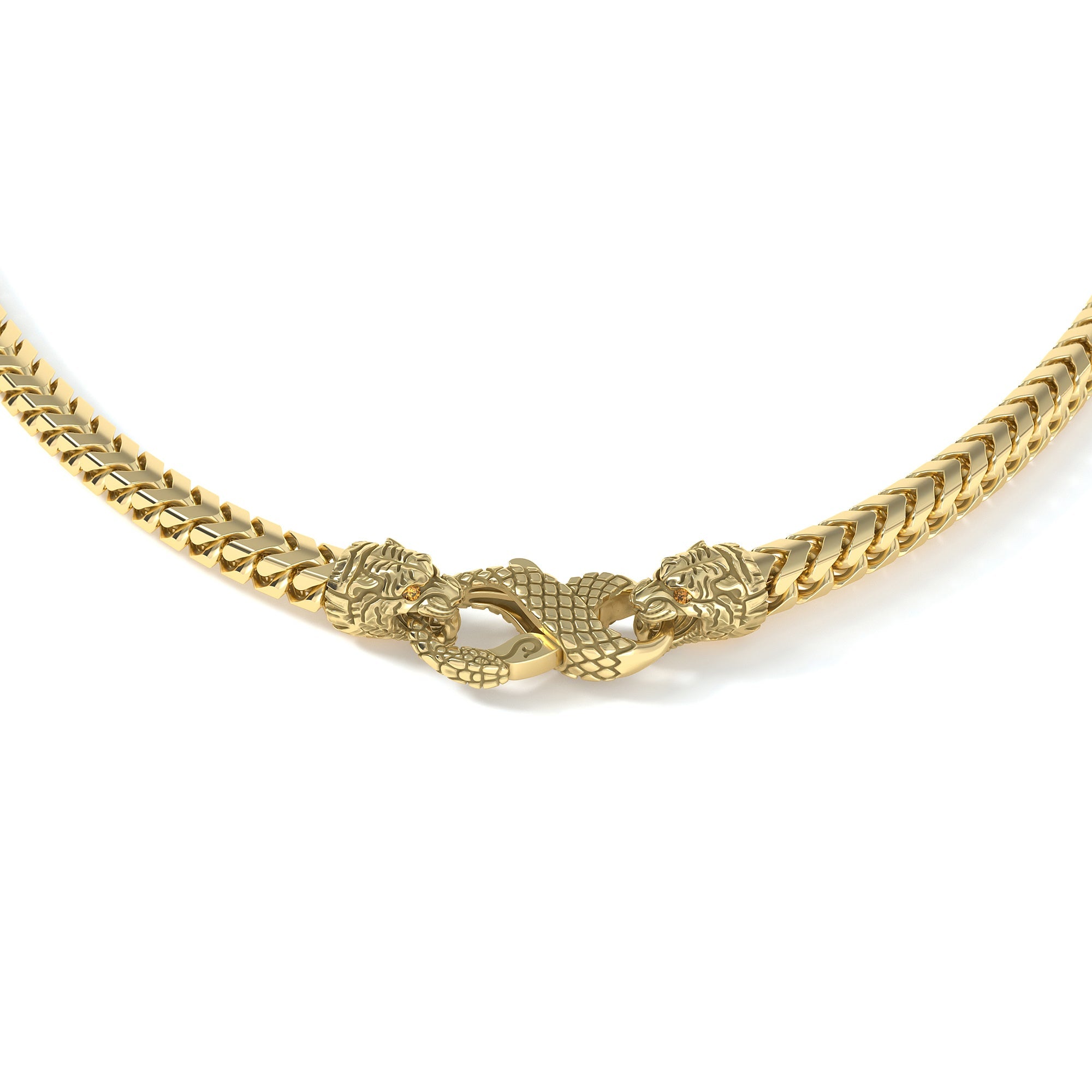 4mm Tiger Signature Clasp, 18k Yellow Gold