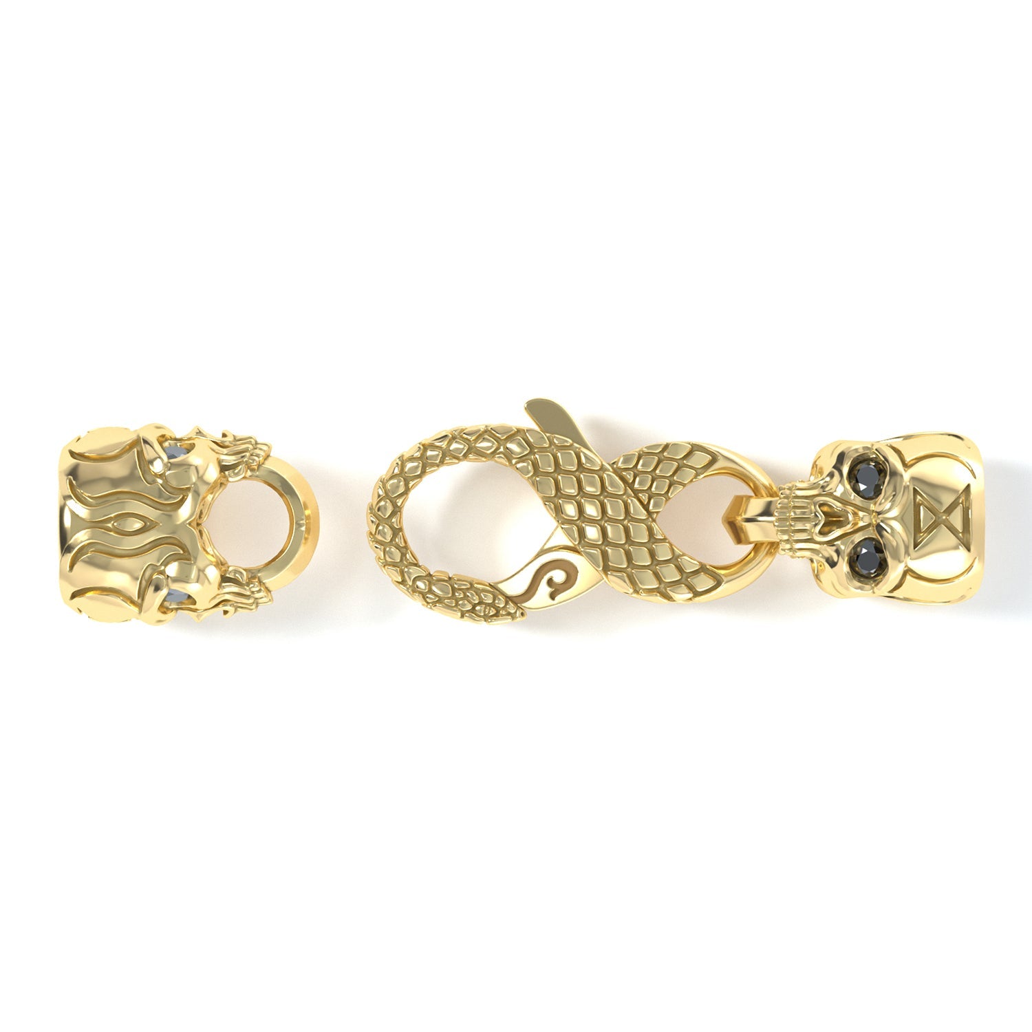 5mm Skull Signature Clasp, 14k Yellow Gold