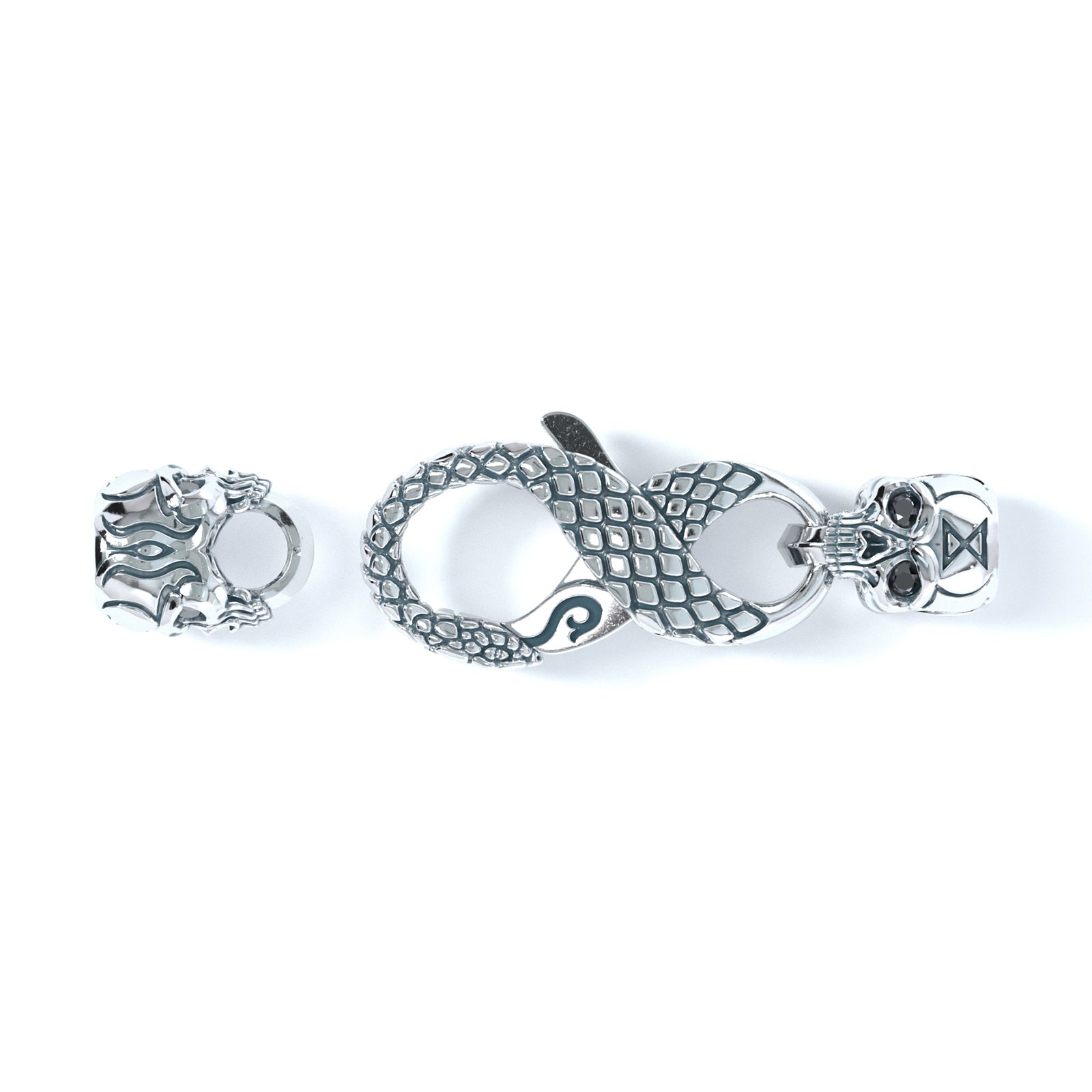 3mm Skull Signature Clasp, Platinum