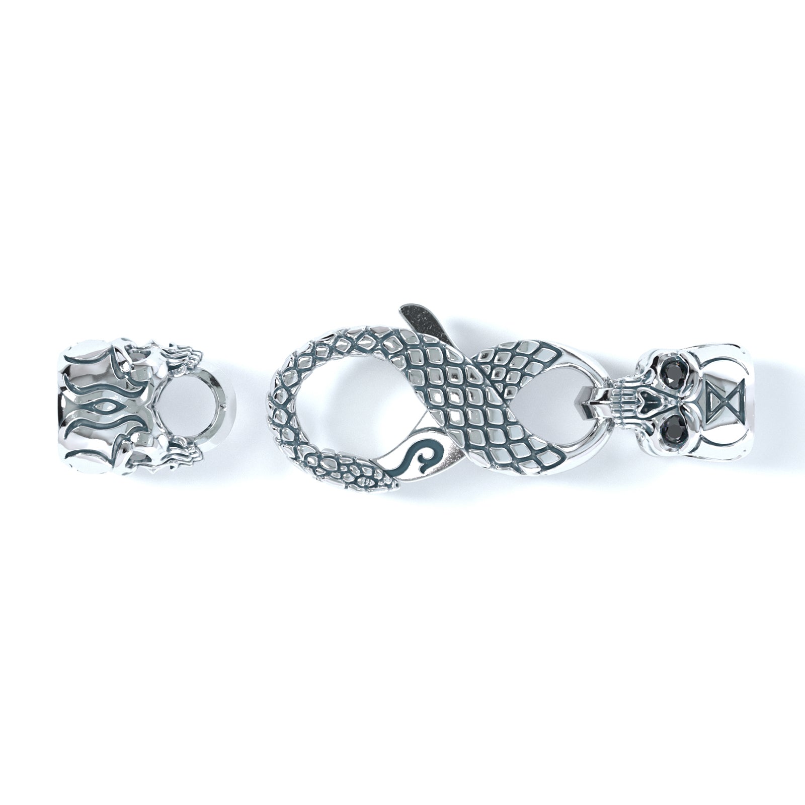 4mm Skull Signature Clasp, Platinum