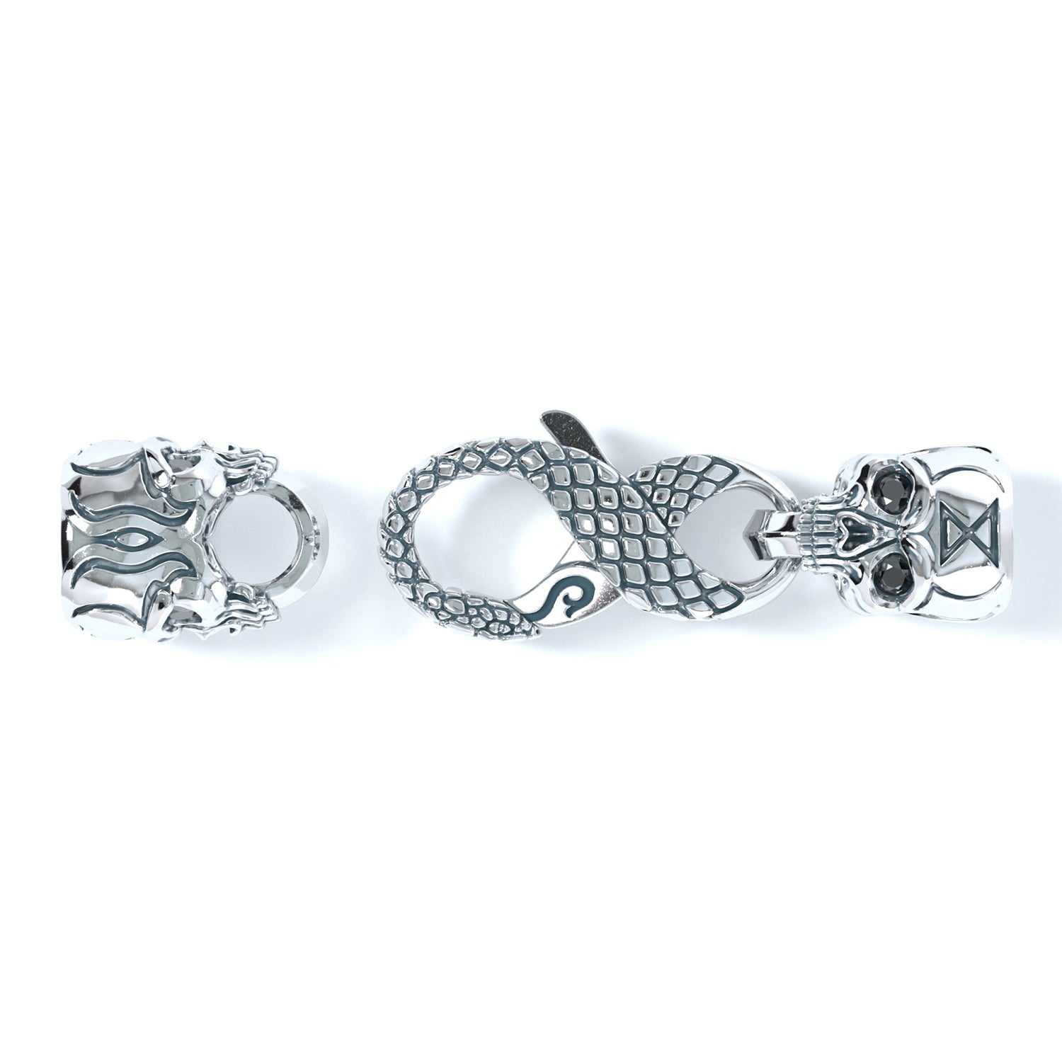 5mm Skull Signature Clasp, Platinum