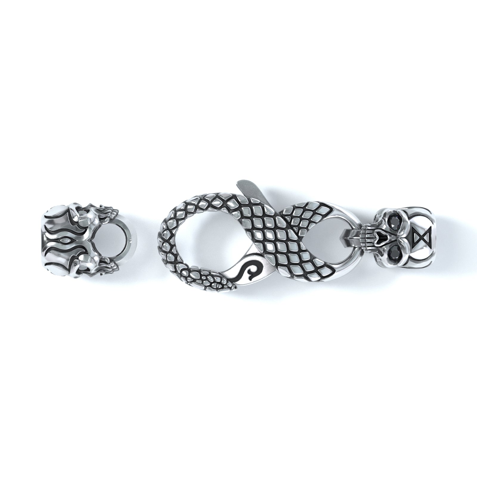 3mm Skull Signature Clasp, Silver