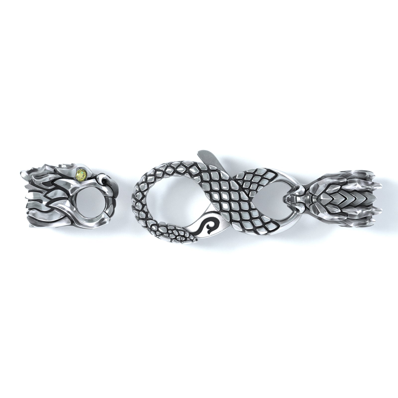 4mm Dragon Signature Clasp, Silver