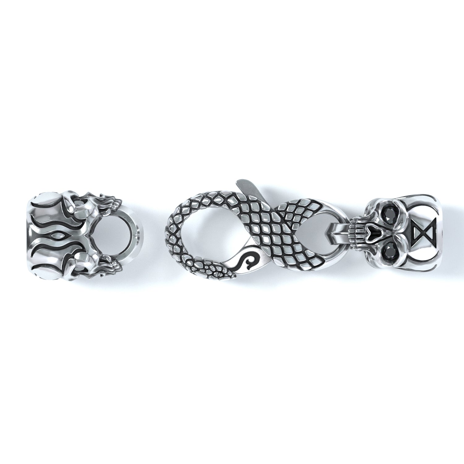 5mm Skull Signature Clasp, Silver