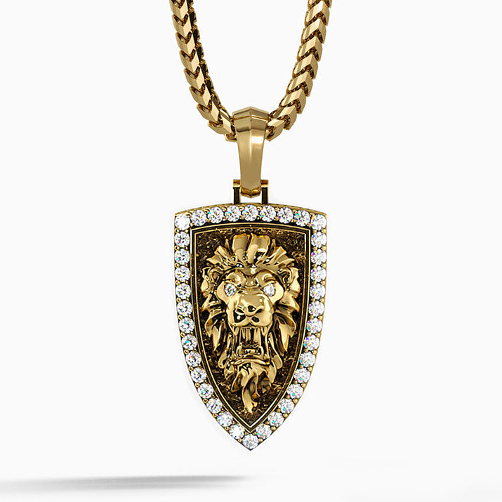 Empire, Gold Lion Head Pendant with Diamonds