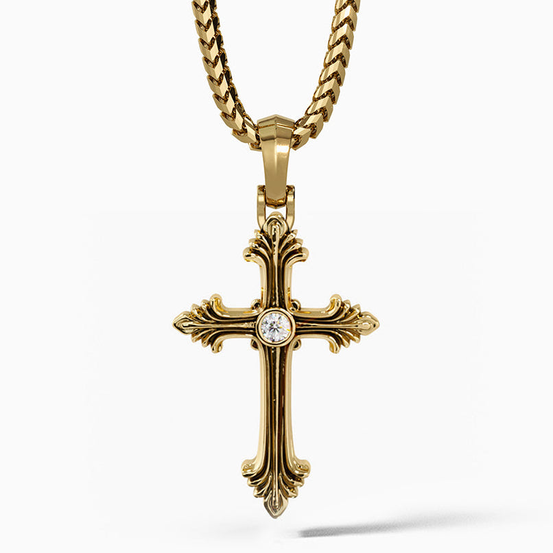 Glory, Gold Cross Pendant with Diamond