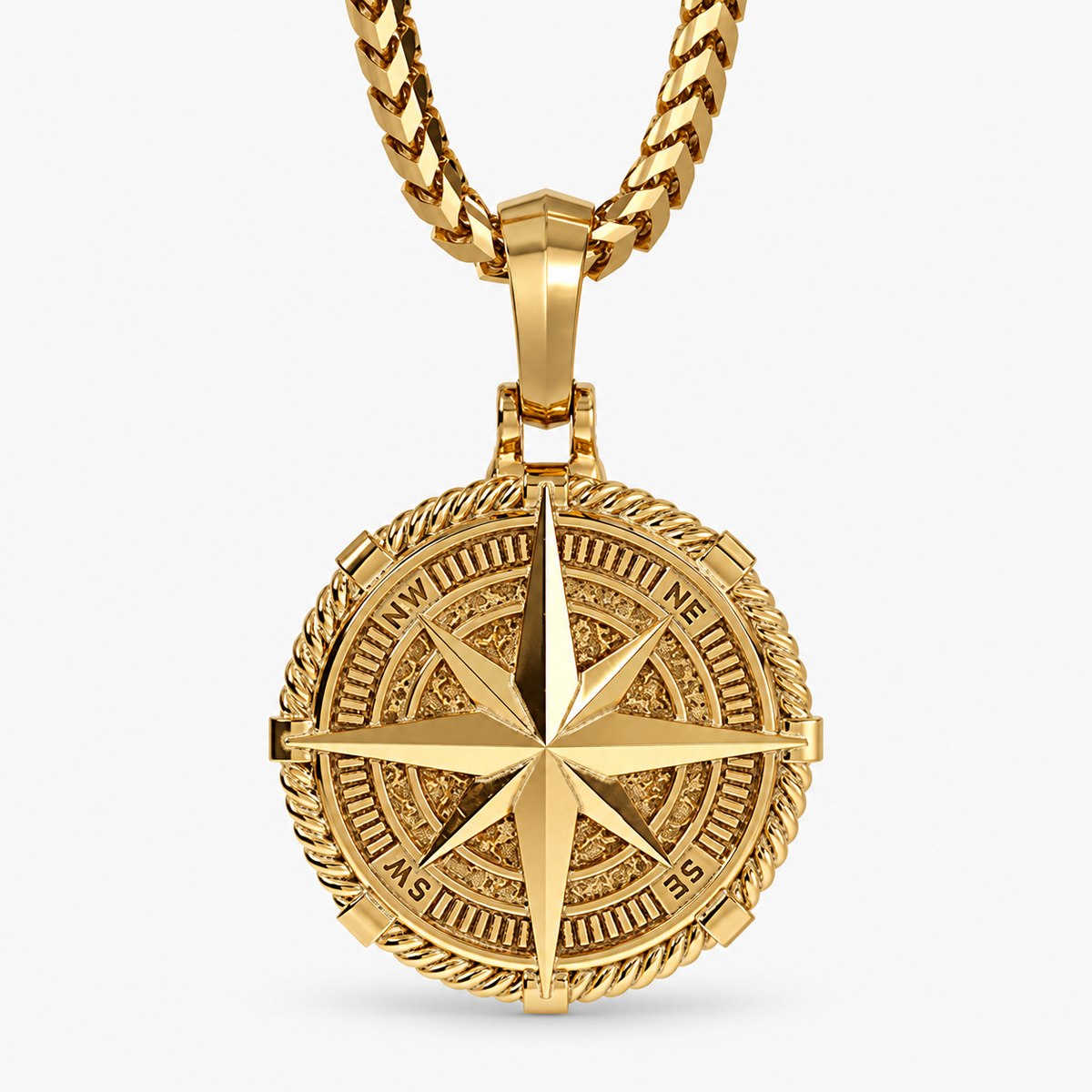 Voyager, Solid Gold Compass Pendant