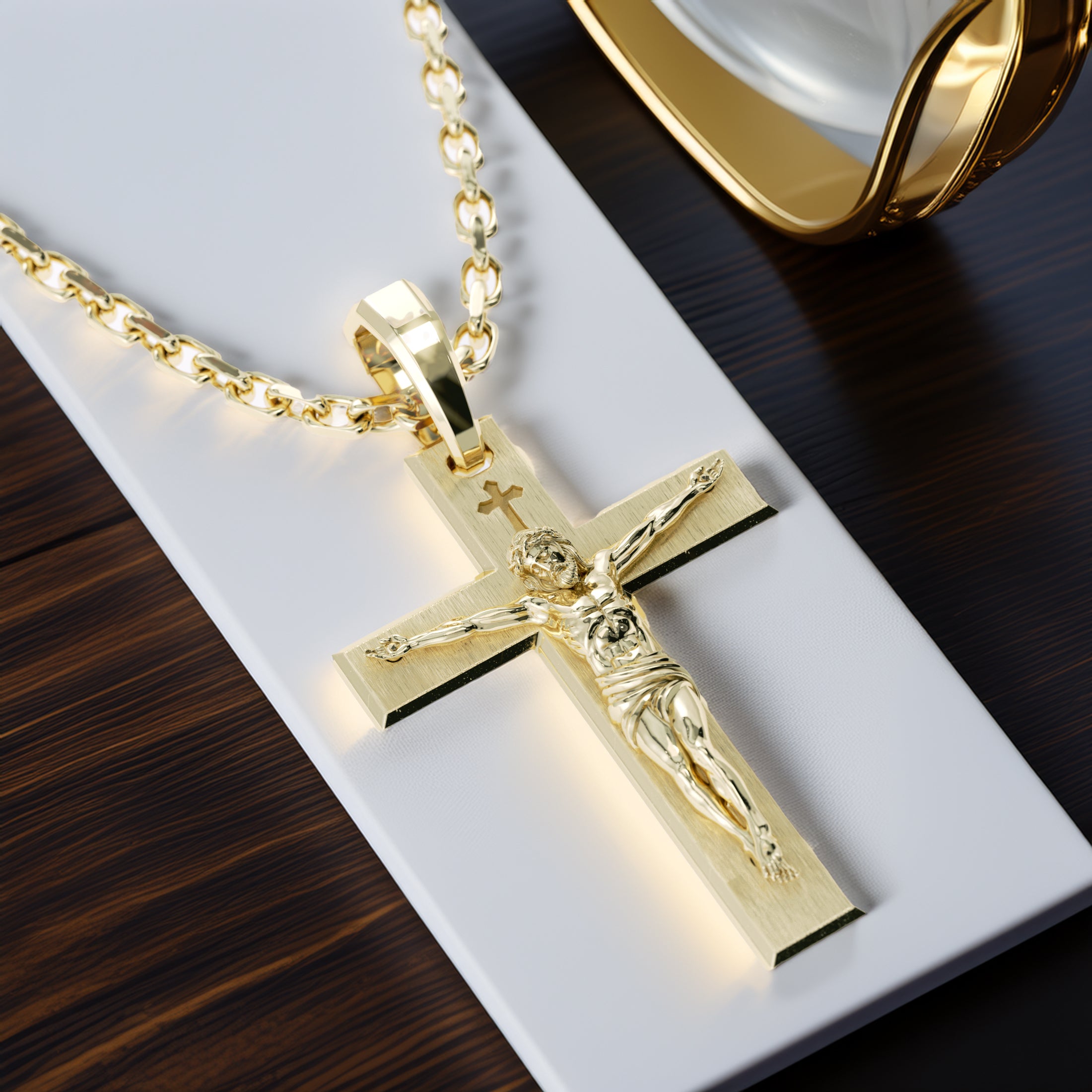 Gold Crucifix Pendant Necklace 