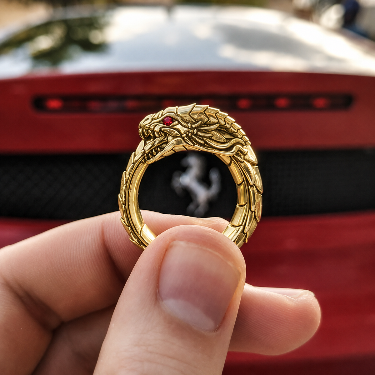 Dragon, Gold Ring with Rubies, alternate view