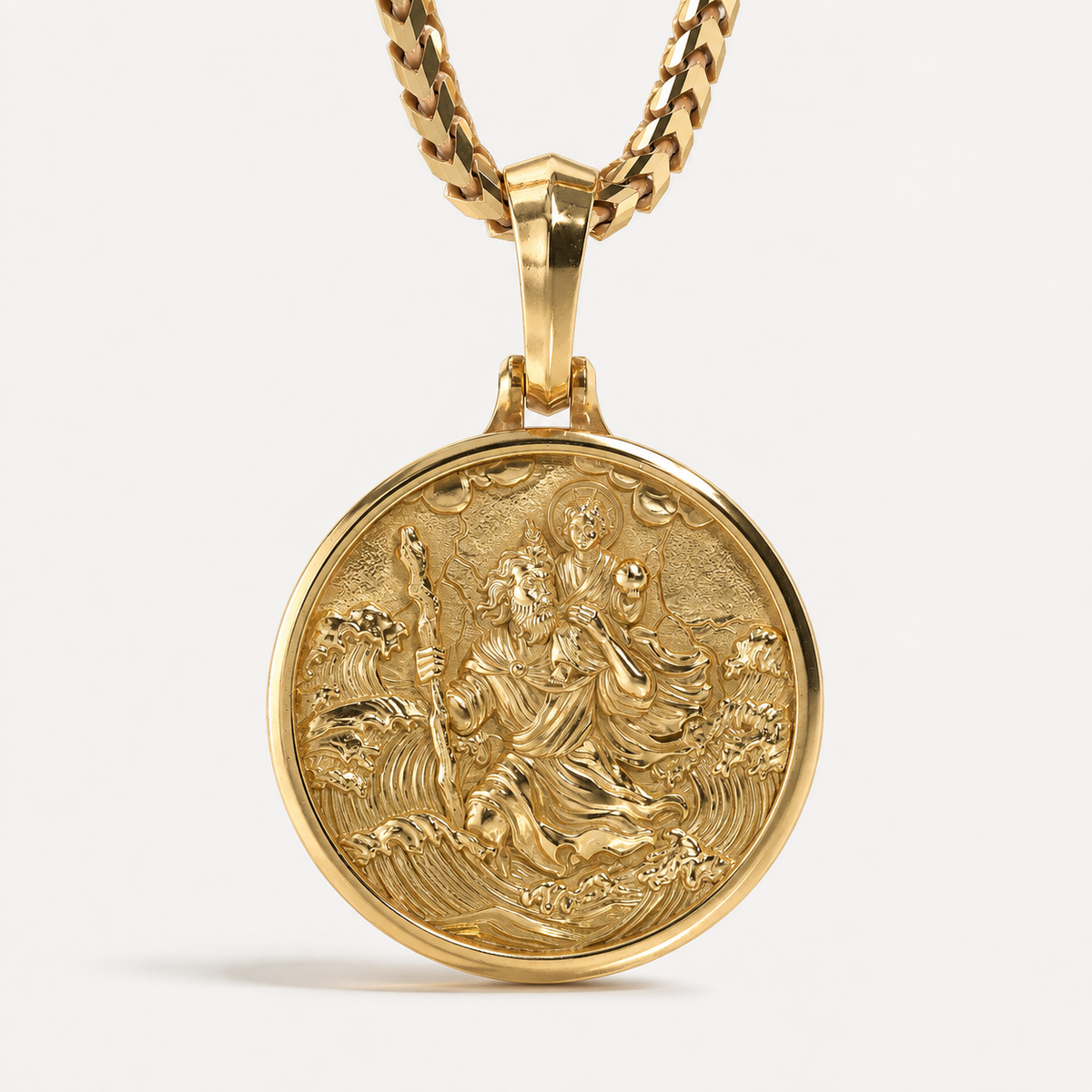 PROTECTOR, Gold Saint Christopher Pendant
