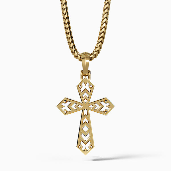14k Gold Men's Cross Necklace Silver 14k Gold Men's Cross Necklace