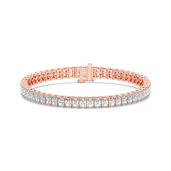 Rose gold bracelet with diamonds on a white background